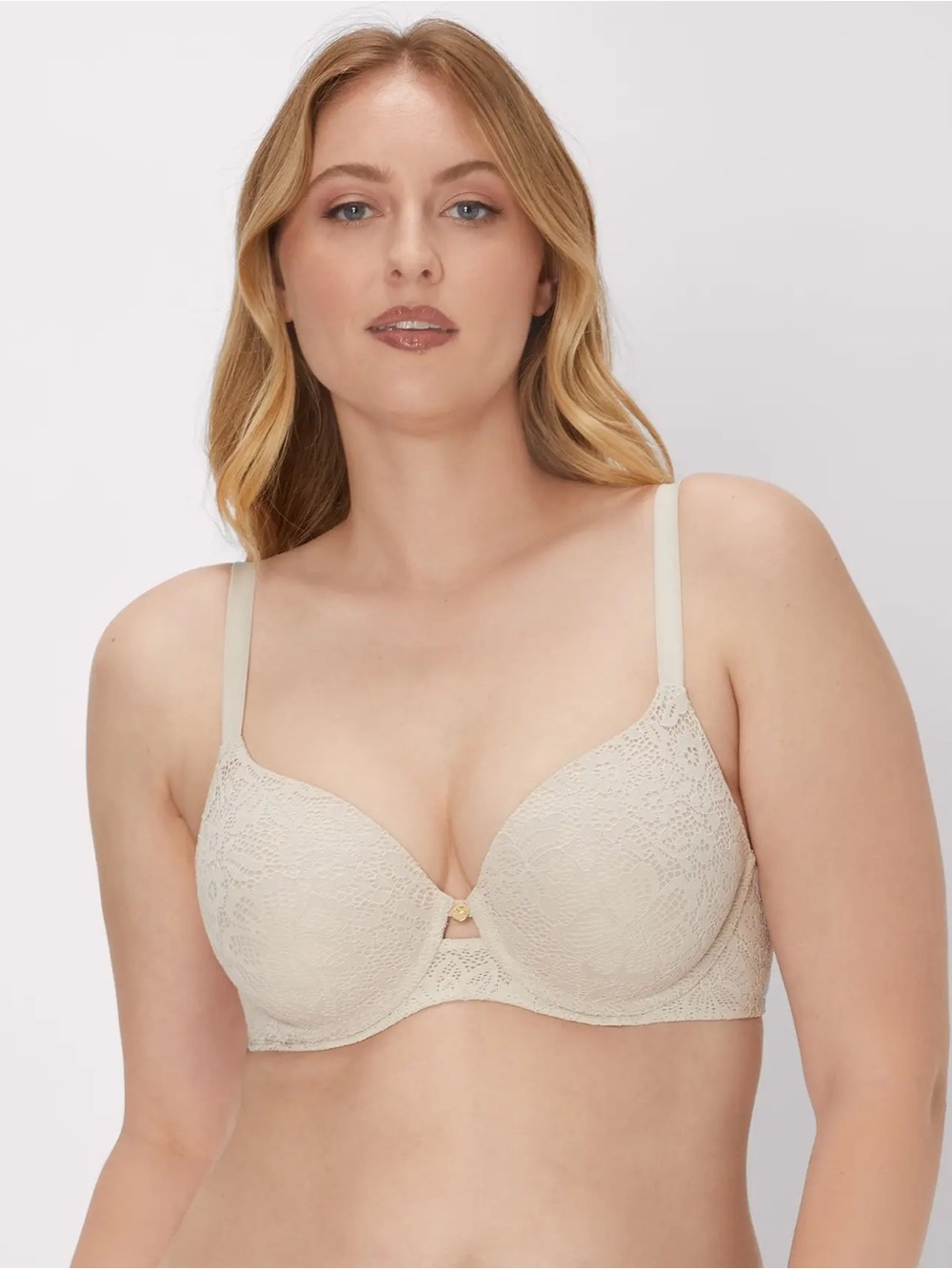 Maidenform One Fab Fit Custom Lift Underwire Bra 34D Beige Bisque Lace nwt